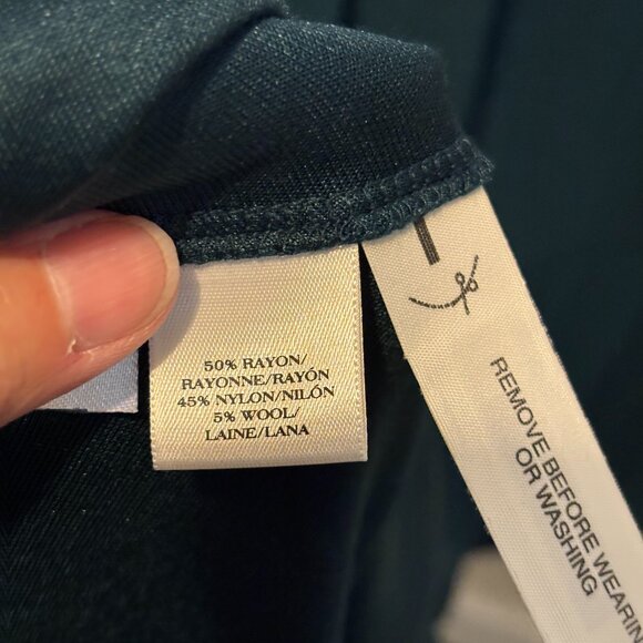 Ann Taylor Teal Wool Blend Long Sleeve Mock Neck Ruffle Hem Dress - Picture 9 of 12